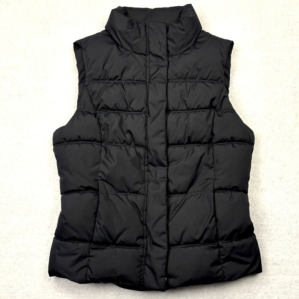 Gap Warmest Vest Womens Small Black Quilted Puffer Vest High Neck Cinched Back S